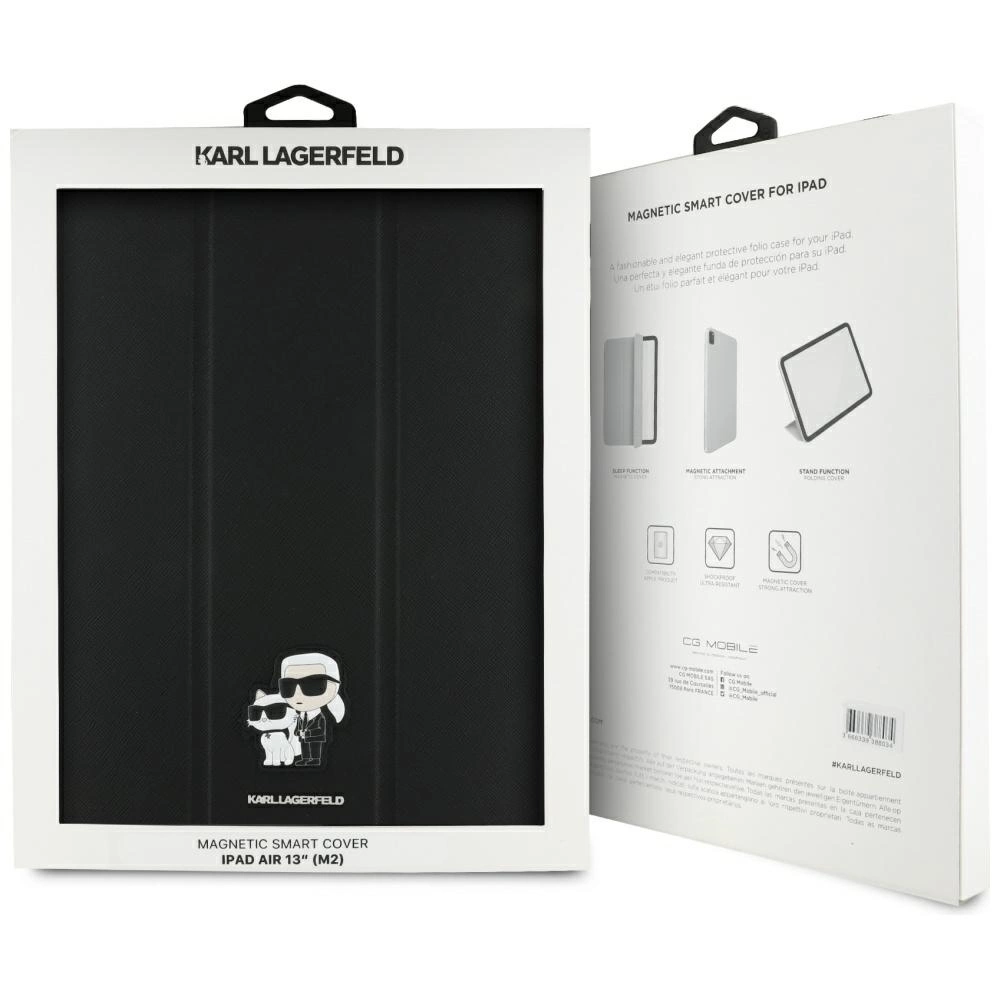 Karl Lagerfeld Saffiano Magnetic Karl & Choupette iPad Air 13" 2024 Book Cover Case - Blackeng