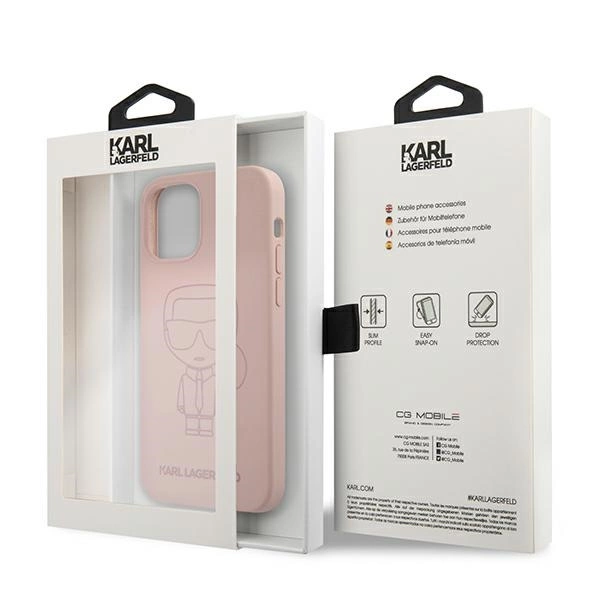 Karl Lagerfeld Silicone Ikonik Outline Case for iPhone 12 mini 5.4" - Pinkeng