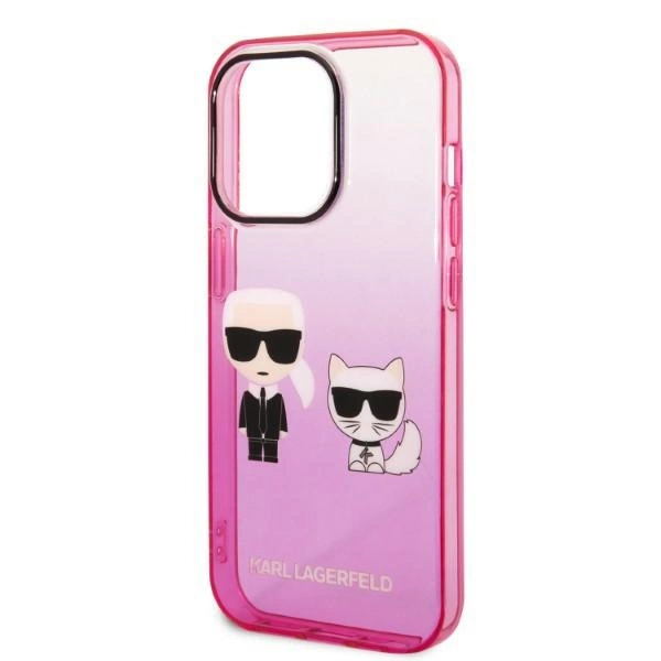 Karl Lagerfeld Gradient Ikonik Karl & Choupette iPhone 14 Pro 6.1" Case - Pinkeng