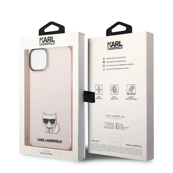 Karl Lagerfeld Transparent Choupette Body Case for iPhone 14 Plus / 15 Plus 6.7" - Pinkeng