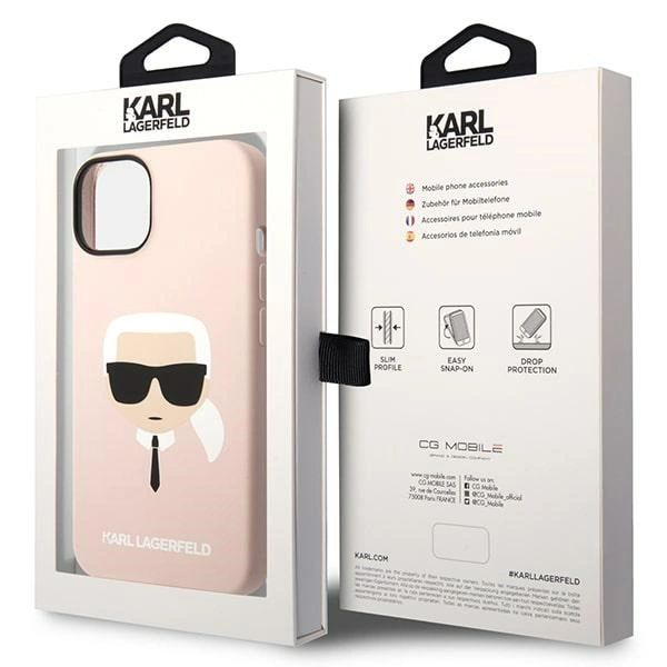 Karl Lagerfeld Silicone Karl`s Head Case for iPhone 14 / 15 / 13 6.1" - pinkeng