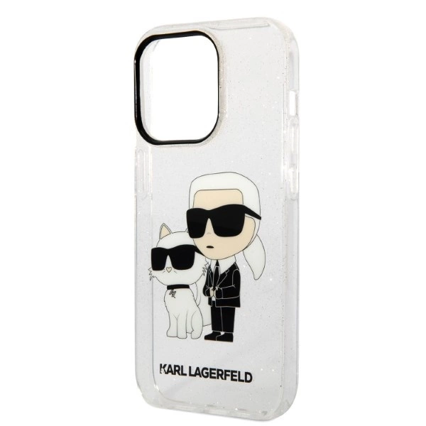 Karl Lagerfeld Glitter Karl&Choupette Case for iPhone 14 Pro Max 6.7" - Transparenteng
