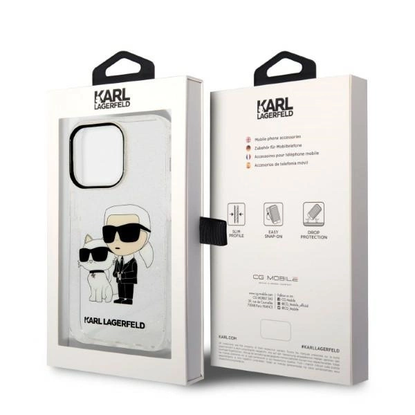 Karl Lagerfeld Glitter Karl&Choupette Case for iPhone 14 Pro Max 6.7" - Transparenteng