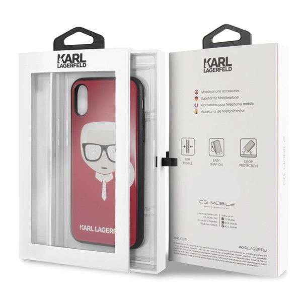 Karl Lagerfeld Iconic Glitter Karl`s Head iPhone X / Xs Case - Redeng