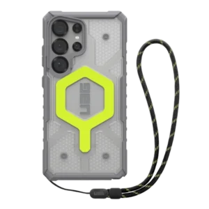 UAG Pathfinder Clear Magnet Bundle Magnetic Case and Wrist Strap for Samsung Galaxy S25 Ultra 5G - Neon Grayeng