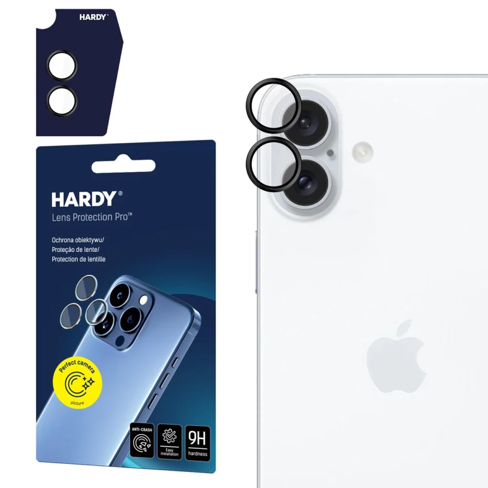 190069_1 Hardy Lens Protection Pro Black Glass for Camera Objects on Apple iPhone 16 / 16 Plus - Blackeng