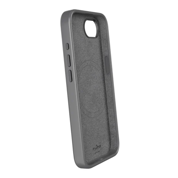 Puro Liquid Silicon Cover "ICON MAG PRO" with Magsafe, metal buttons and camera ring for iPhone 16E, blackeng