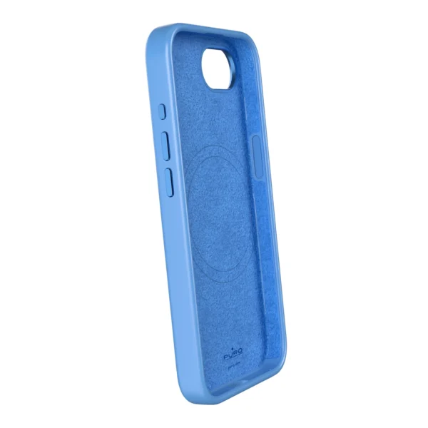 Puro Liquid Silicon Cover "ICON MAG PRO" with Magsafe, metal buttons and camera ring for iPhone 16E, blueeng