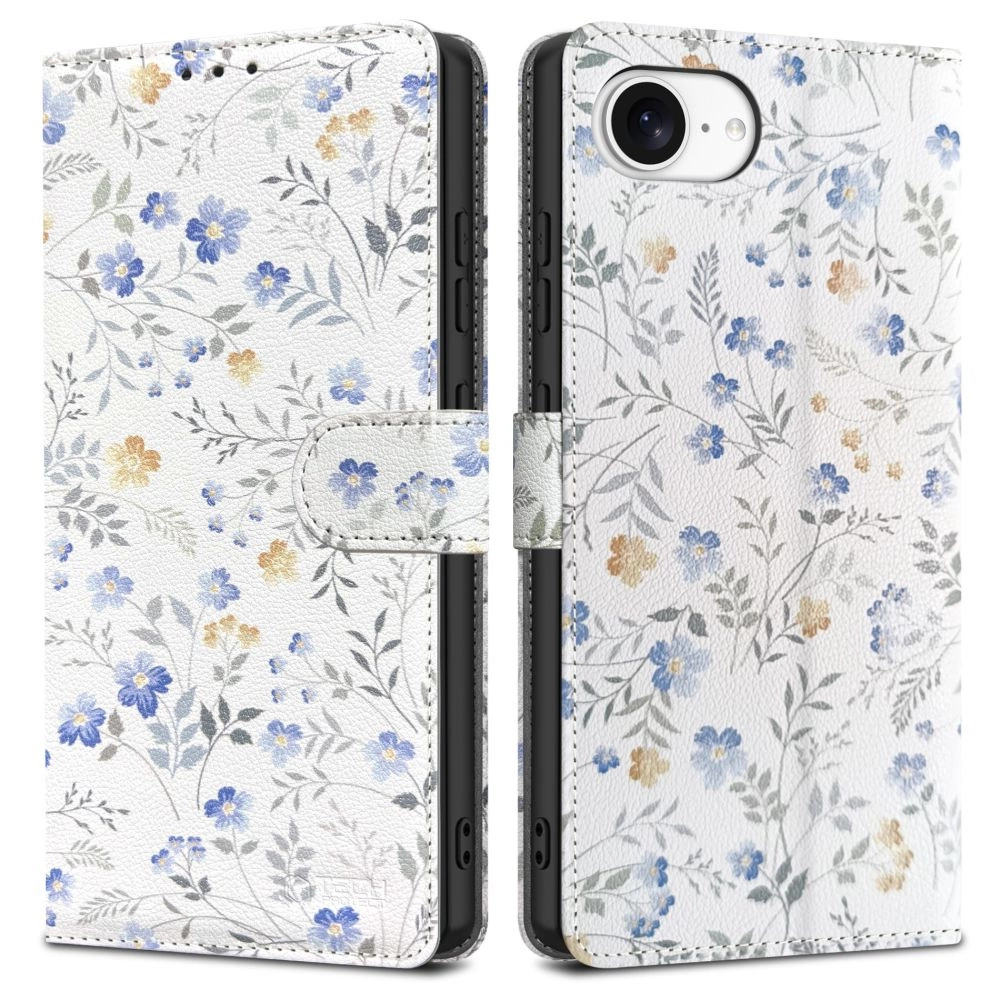 Tech-Protect Wallet Case for iPhone 16e - Daisies with Leaveseng