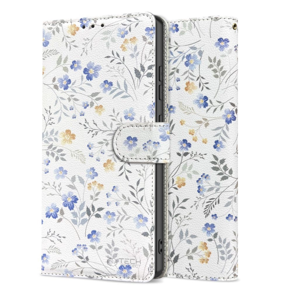 Tech-Protect Wallet Case for iPhone 16e - Daisies with Leaveseng