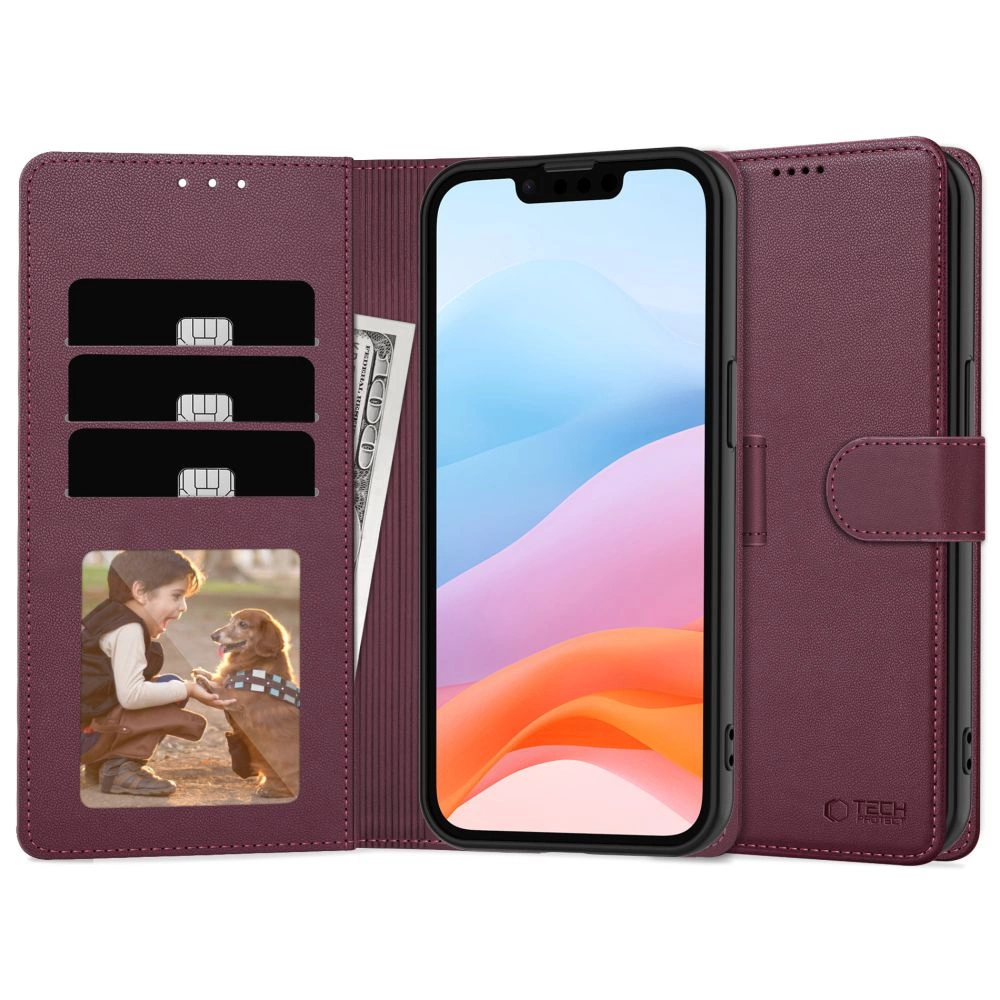 Tech-Protect Wallet Case for iPhone 16e - Burgundyeng