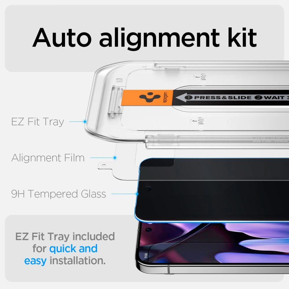 Spigen Glas.TR "Ez Fit" Privacy HD 2-pack privacy glass for Google Pixel 9 / 9 Proeng
