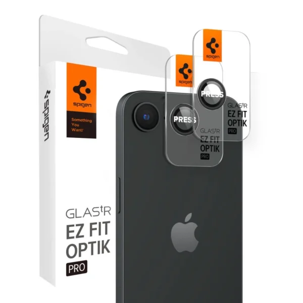 Spigen Optik Pro GLAS.TR "Ez Fit" Camera Cover 2-pack for iPhone 16e - Blackeng