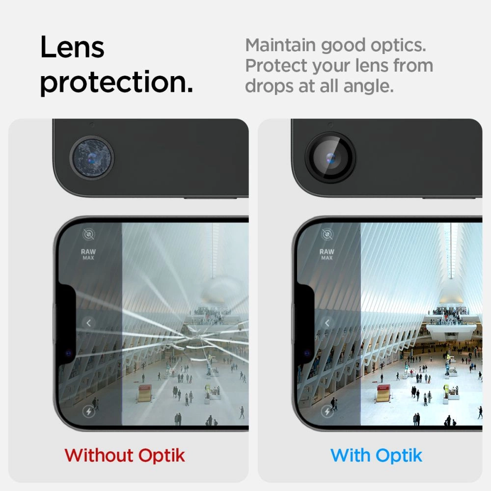 Spigen Optik Pro GLAS.TR "Ez Fit" Camera Cover 2-pack for iPhone 16e - Blackeng