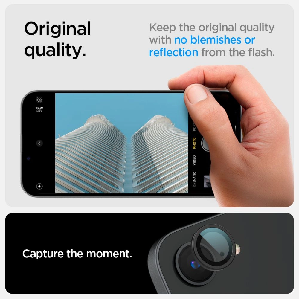 Spigen Optik Pro GLAS.TR "Ez Fit" Camera Cover 2-pack for iPhone 16e - Blackeng