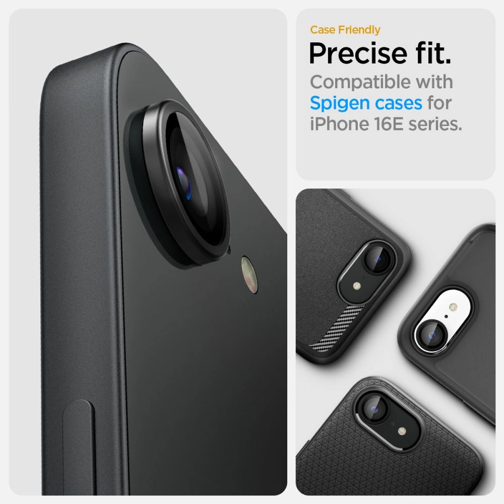 Spigen Optik Pro GLAS.TR "Ez Fit" Camera Cover 2-pack for iPhone 16e - Blackeng