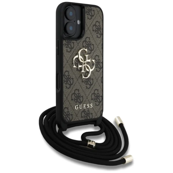 Guess 4G Big Logo Cord Stap Crossbody Case for iPhone 16 Browneng