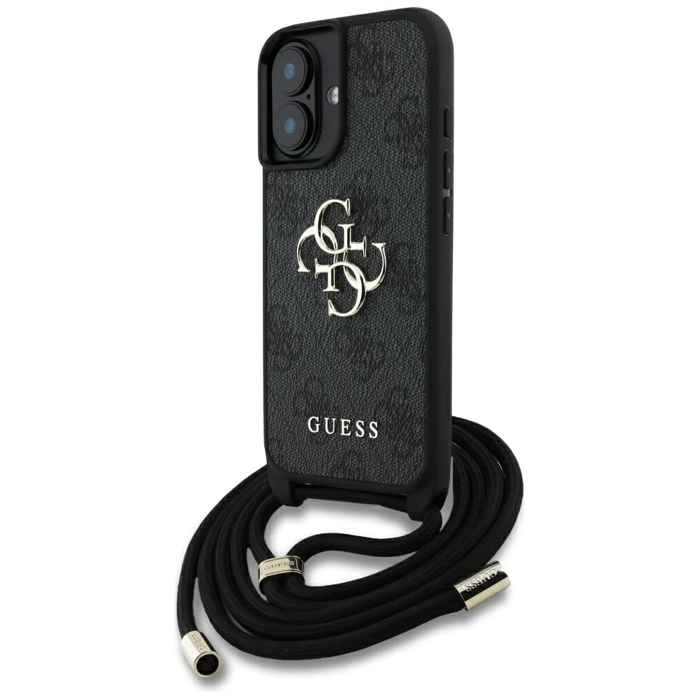 Guess 4G Big Logo Cord Stap Crossbody Case for iPhone 16 Blackeng