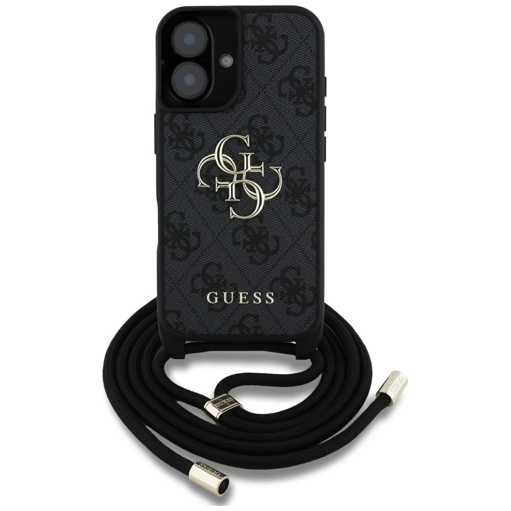 Guess 4G Big Logo Cord Stap Crossbody Case for iPhone 16 Blackeng