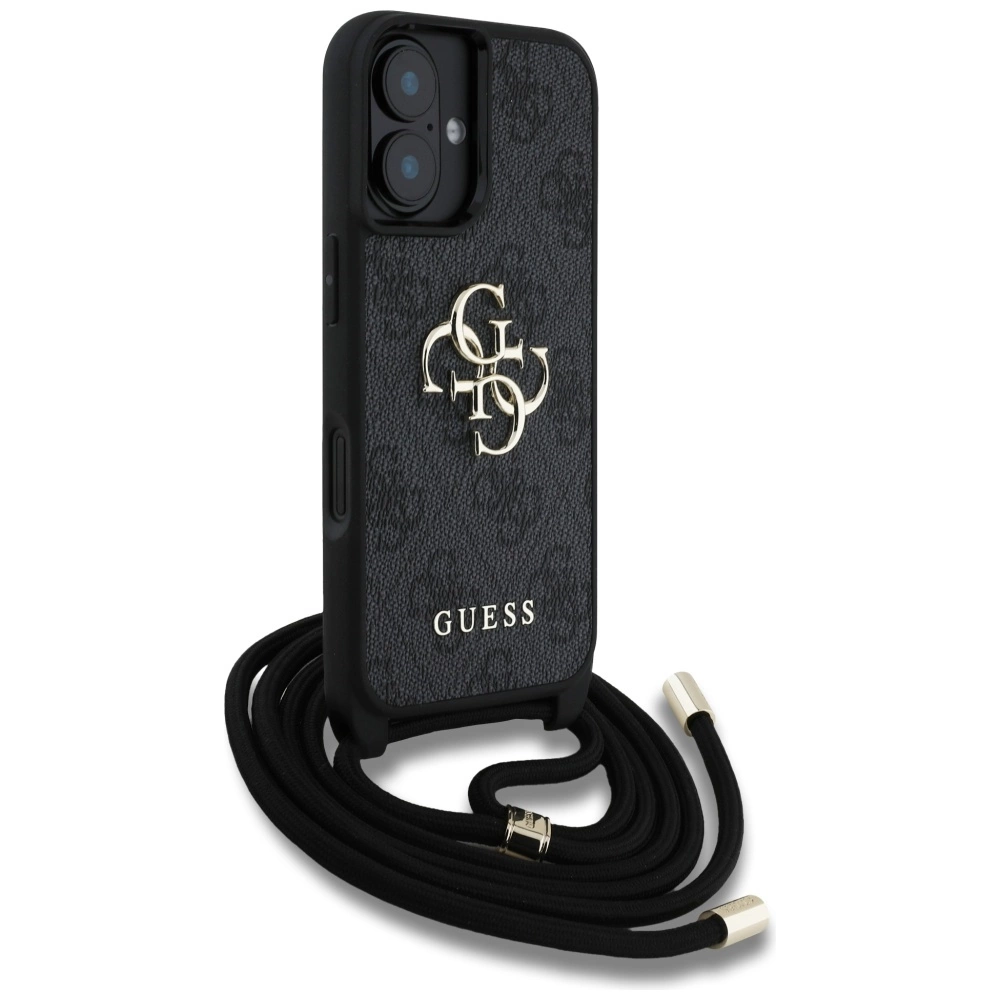 Guess 4G Big Logo Cord Stap Crossbody Case for iPhone 16 Blackeng