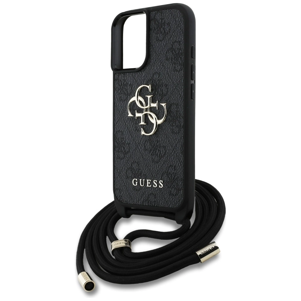 Guess 4G Big Logo Cord Stap Crossbody Case for iPhone 16 Blackeng