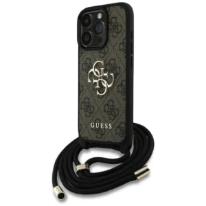 Guess 4G Big Logo Cord Stap Crossbody Case for iPhone 16 Pro Max Browneng