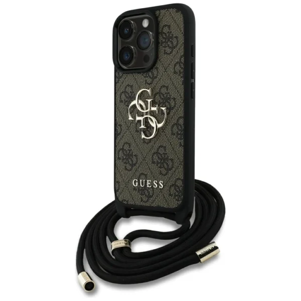 Guess 4G Big Logo Cord Stap Crossbody Case for iPhone 16 Pro Max Browneng