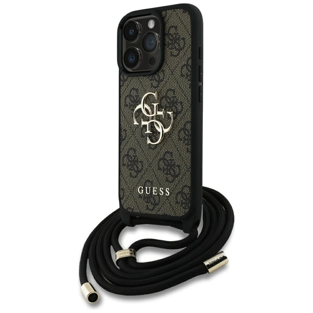 Guess 4G Big Logo Cord Stap Crossbody Case for iPhone 16 Pro Max Browneng