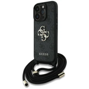 Guess 4G Big Logo Cord Stap Crossbody Case for iPhone 16 Pro Max blackeng