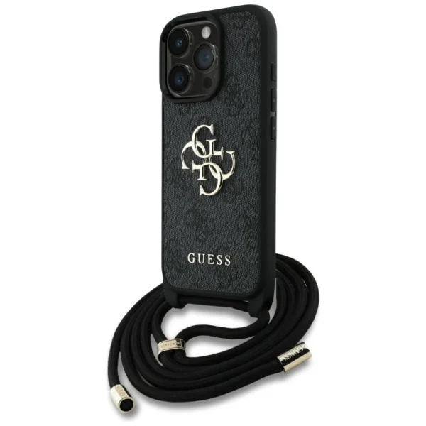 Guess 4G Big Logo Cord Stap Crossbody Case for iPhone 16 Pro Max blackeng