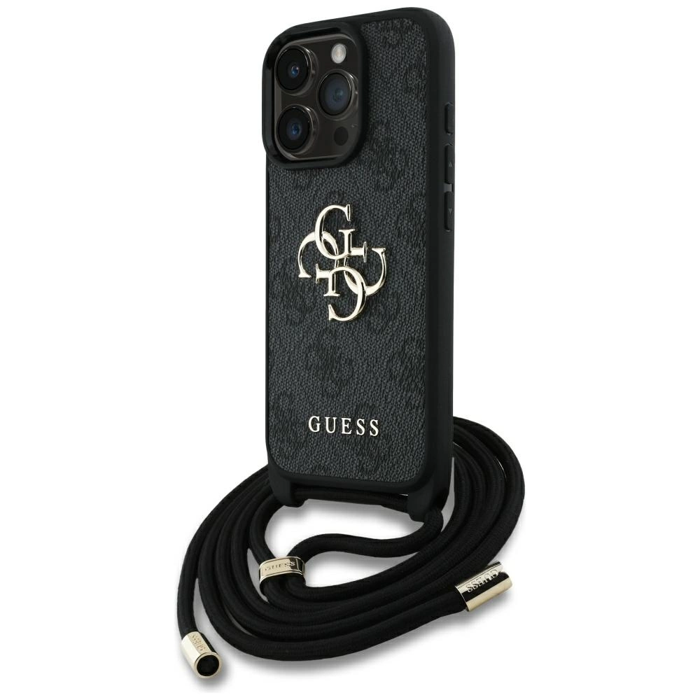 Guess 4G Big Logo Cord Stap Crossbody Case for iPhone 16 Pro Max blackeng