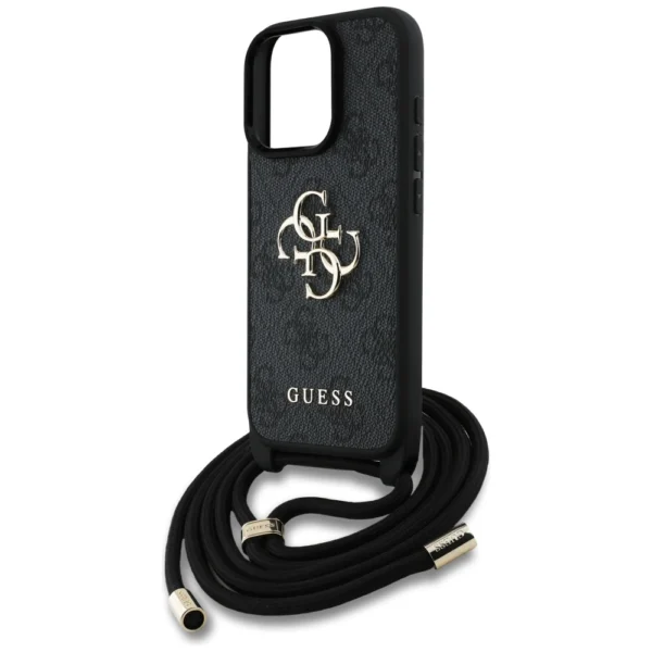 Guess 4G Big Logo Cord Stap Crossbody Case for iPhone 16 Pro Max blackeng