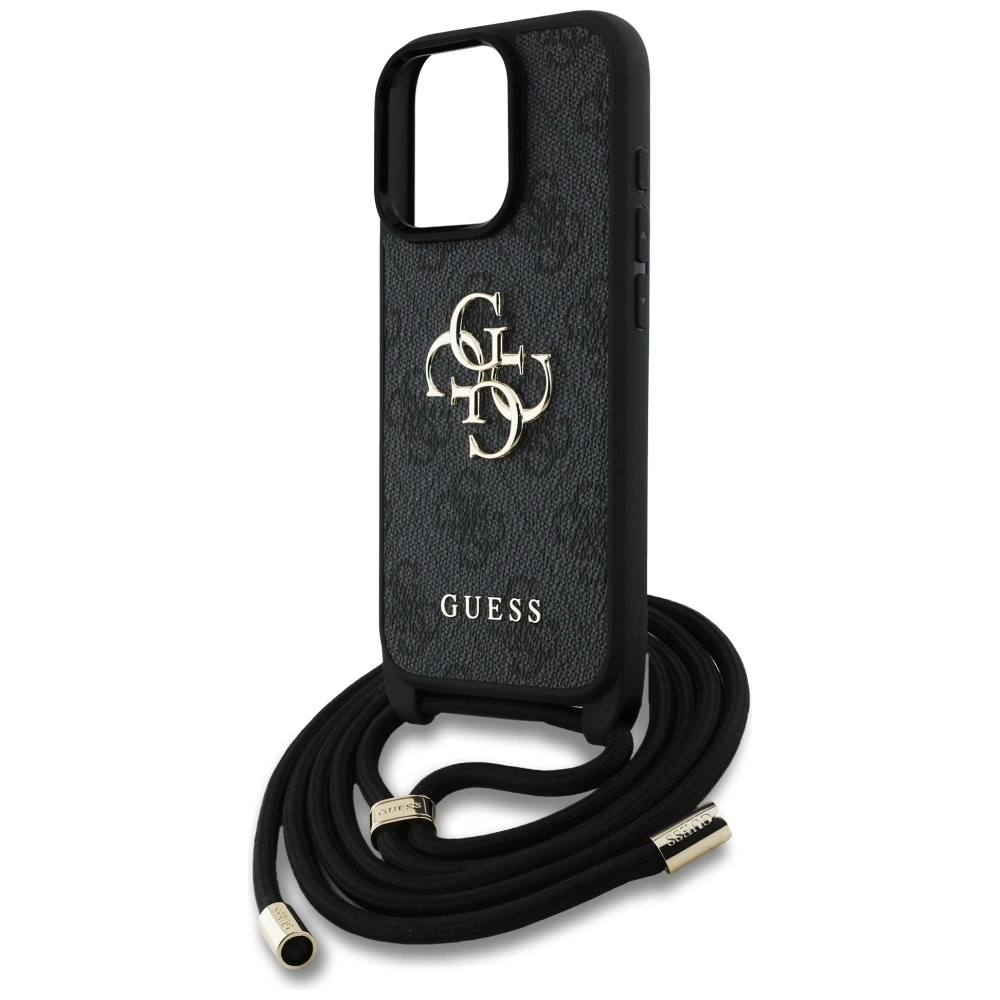 Guess 4G Big Logo Cord Stap Crossbody Case for iPhone 16 Pro Max blackeng
