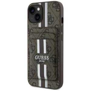 Guess 4G Stripes case with Magsafe wallet for iPhone 15 browneng