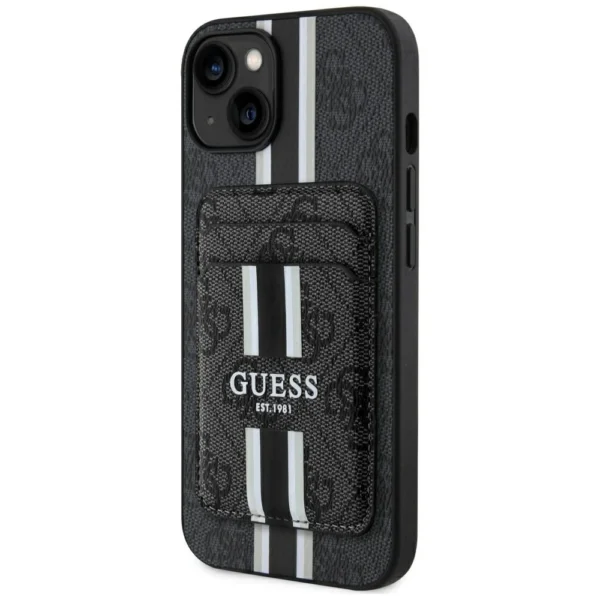 Guess 4G Stripes case with Magsafe wallet for iPhone 15 blackeng