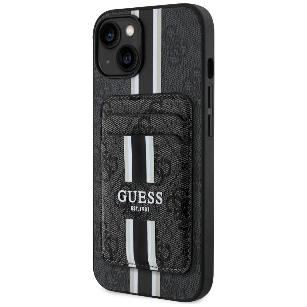 Guess 4G Stripes case with Magsafe wallet for iPhone 15 blackeng