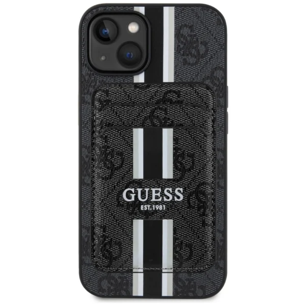 Guess 4G Stripes case with Magsafe wallet for iPhone 15 blackeng