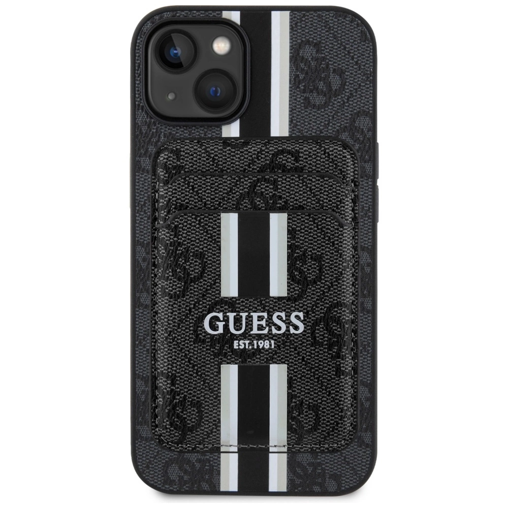 Guess 4G Stripes case with Magsafe wallet for iPhone 15 blackeng