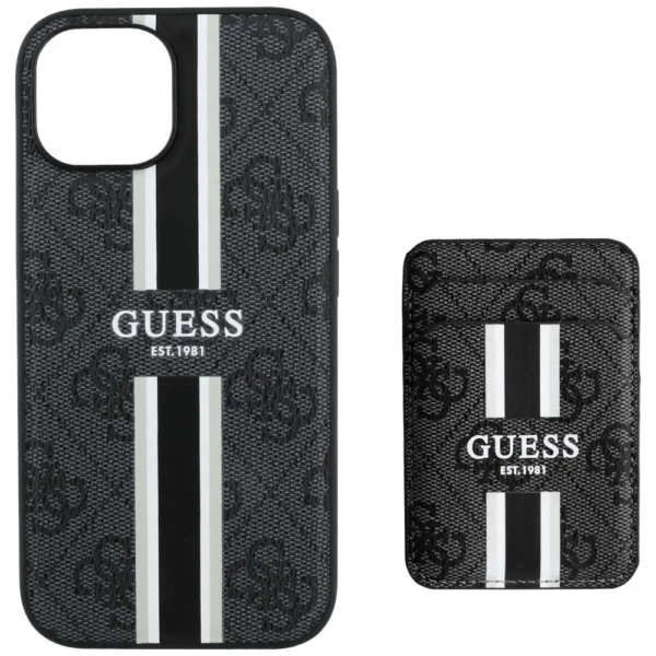 Guess 4G Stripes case with Magsafe wallet for iPhone 15 blackeng