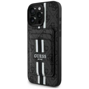Guess 4G Stripes case with Magsafe wallet for iPhone 16 Pro Max blackeng