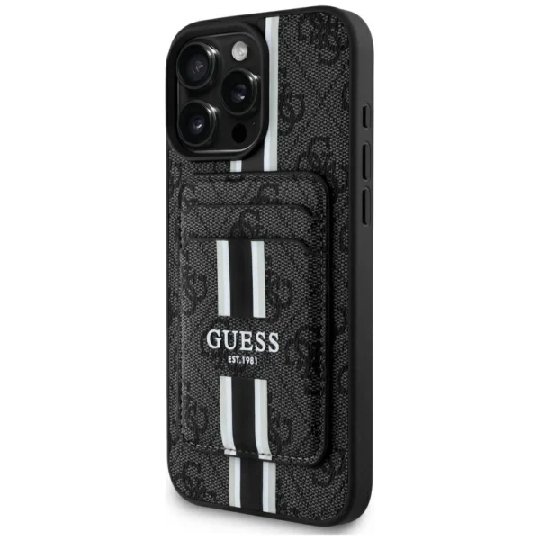 Guess 4G Stripes case with Magsafe wallet for iPhone 16 Pro Max blackeng