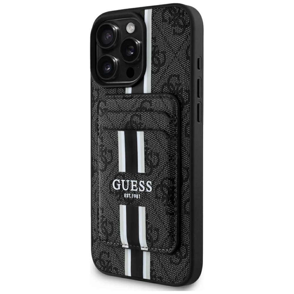 Guess 4G Stripes case with Magsafe wallet for iPhone 16 Pro Max blackeng