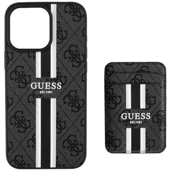 Guess 4G Stripes case with Magsafe wallet for iPhone 16 Pro Max blackeng