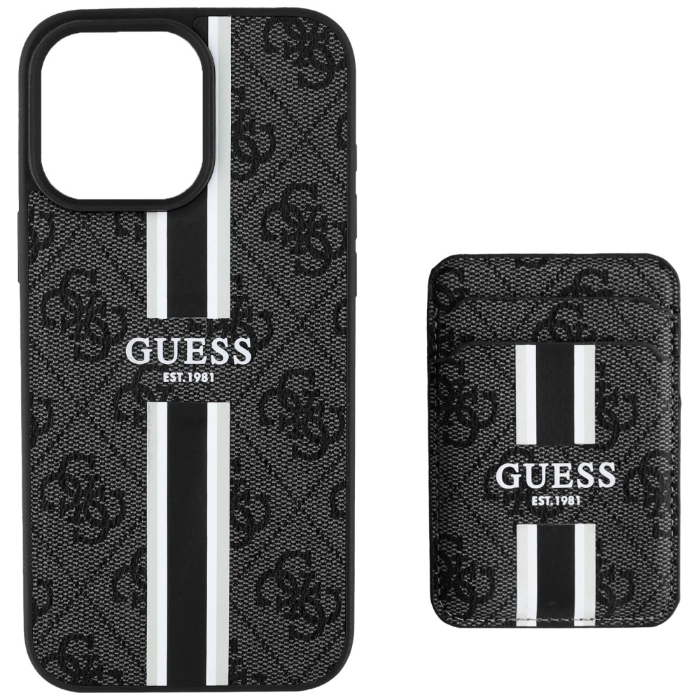 Guess 4G Stripes case with Magsafe wallet for iPhone 16 Pro Max blackeng