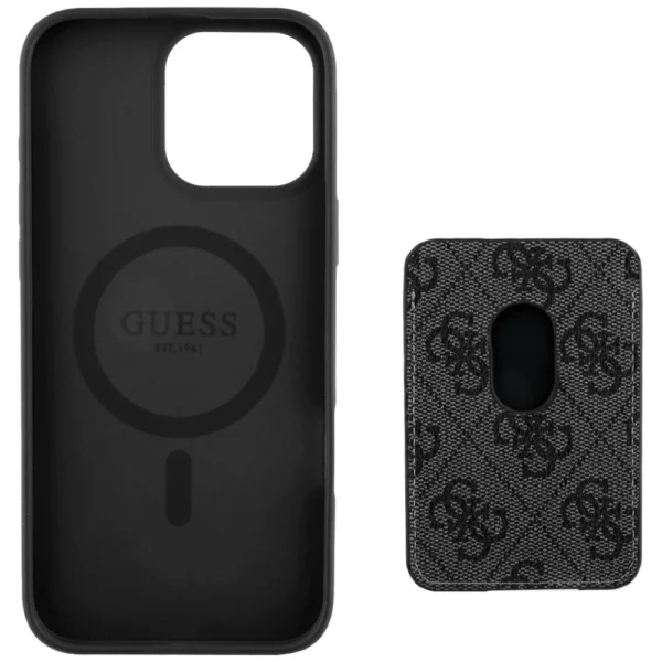 Guess 4G Stripes case with Magsafe wallet for iPhone 16 Pro Max blackeng