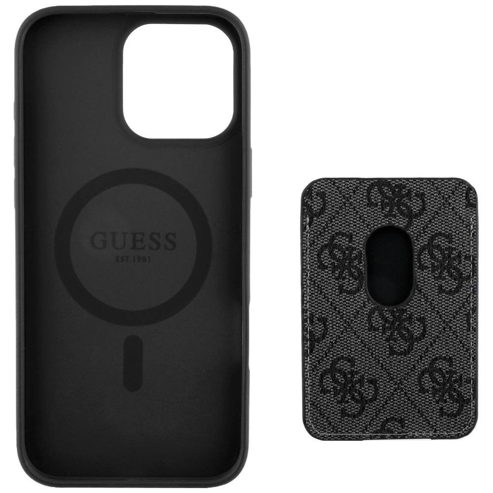Guess 4G Stripes case with Magsafe wallet for iPhone 16 Pro Max blackeng