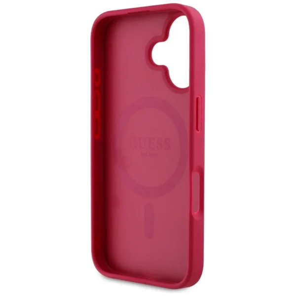 Guess Grained Printed Flower Pattern MagSafe case for iPhone 16 fuchsiaeng