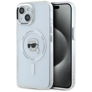 Karl Lagerfeld IML Metal Karl Head MagSafe Case for iPhone 15 Whiteeng