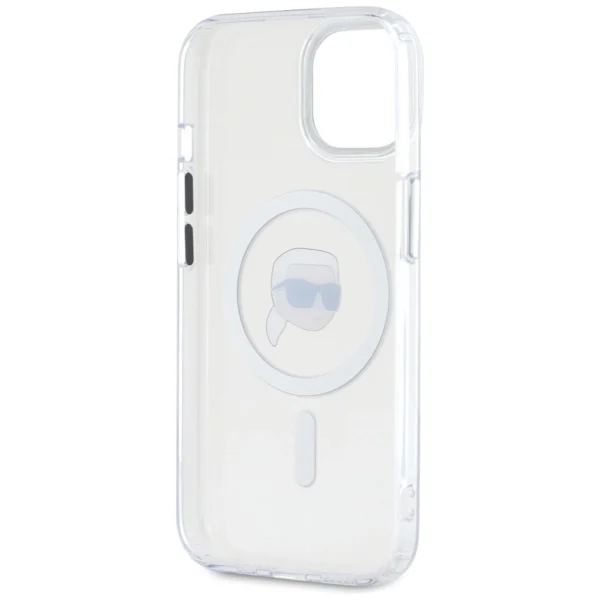 Karl Lagerfeld IML Metal Karl Head MagSafe Case for iPhone 15 Whiteeng