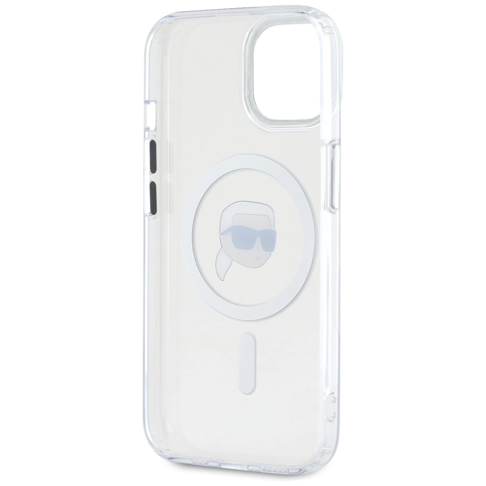 Karl Lagerfeld IML Metal Karl Head MagSafe Case for iPhone 15 Whiteeng